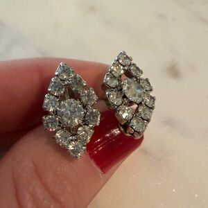 Elegant Vintage Silver Crystal Earrings